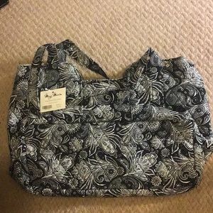 Quilted black paisley tote 10 x 16 x 5
